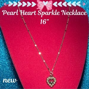 Pearl Encrusted Heart Shine Bead Choker Necklace Sparkle Jewelry Sterling Silver